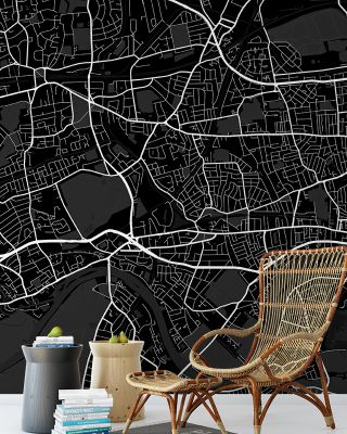 West London Black Map Wallpaper