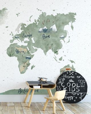 Scandi Map White Wallpaper