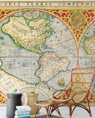 Orbis Terrae 1637 Vintage Map Wallpaper