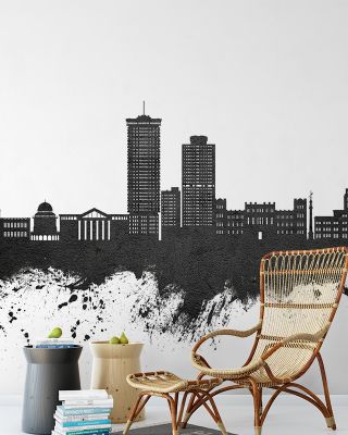 A Coruña Spain Skyline Black & White Wallpaper
