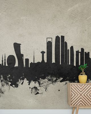 Abu Dhabi Skyline Concrete Wallpaper