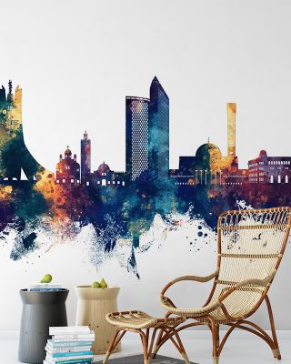 Algiers Algeria Skyline Blue & Bronze Wallpaper