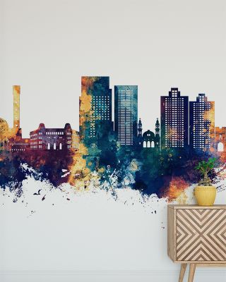 Algiers Algeria Skyline Blue & Bronze Wallpaper