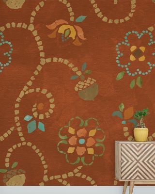 Autumn Acorns Brown Wallpaper