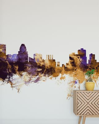 Baltimore Skyline Purple & Gold Wallpaper