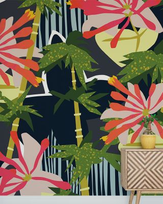 Bamboo Honeysuckle Floral Wallpaper