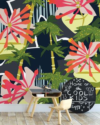 Bamboo Honeysuckle Floral Wallpaper