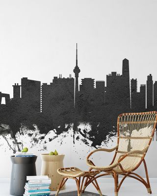Beijing Skyline Black & White Wallpaper