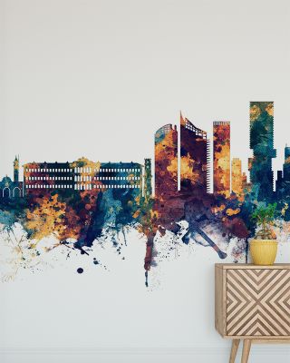 Beirut Lebanon Skyline Blue & Bronze Wallpaper