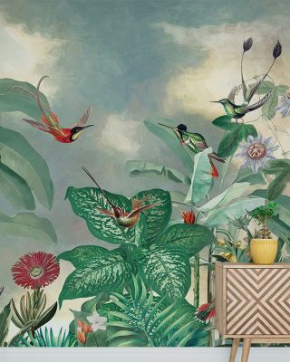 Birds of Paradise Green Scenic Wallpaper
