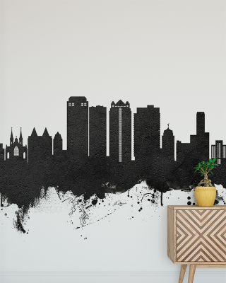 Birmingham Alabama Skyline Black & White Wallpaper