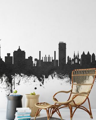 Birmingham Alabama Skyline Black & White Wallpaper