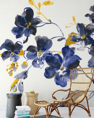 Blue Branch Floral Wallpaper