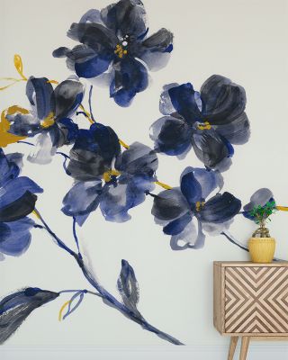 Blue Branch Floral Wallpaper