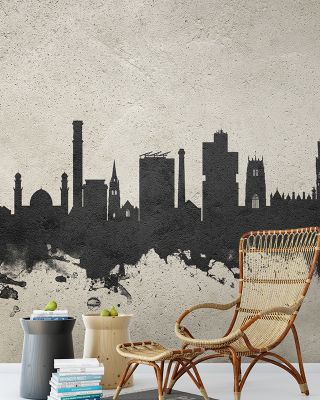 Bradford England Skyline Concrete Wallpaper - Modern Maps & Cities Design