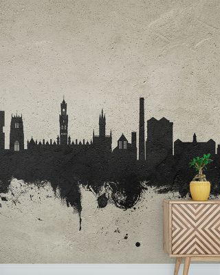 Bradford England Skyline Concrete Wallpaper - Modern Maps & Cities Design