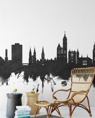 Braunschweig Germany Skyline Black & White Wallpaper - Modern Maps & Cities Design