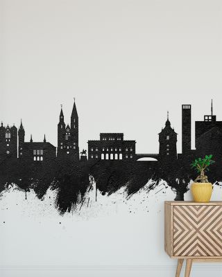 Braunschweig Germany Skyline Black & White Wallpaper - Modern Maps & Cities Design