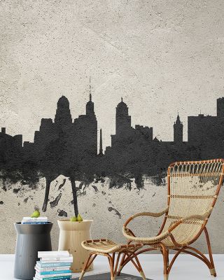 Buffalo New York Skyline Concrete Wallpaper - Modern Maps & Cities Design