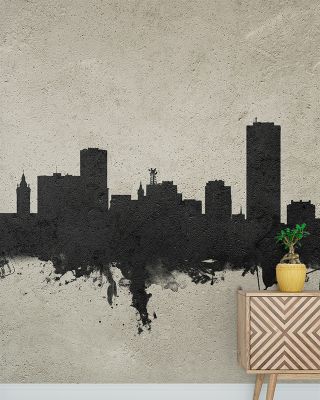 Buffalo New York Skyline Concrete Wallpaper - Modern Maps & Cities Design