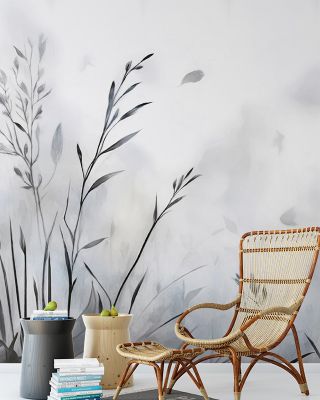 Calm Breathing Gray Plant Nature Wallpaper - Tranquil Botanical Design