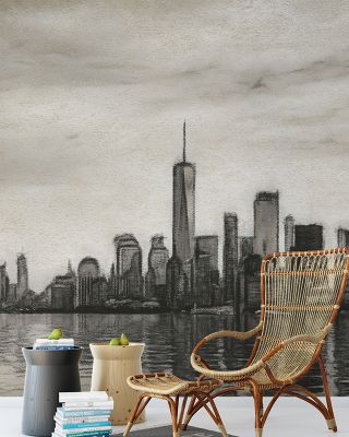Charcoal New York Maps & Cities Wallpaper - Modern Cityscape Design