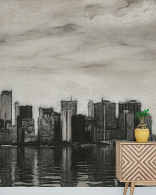 Charcoal New York Maps & Cities Wallpaper - Modern Cityscape Design