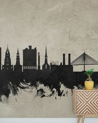 Charleston South Carolina Skyline Concrete Wallpaper - Modern Maps & Cities Design