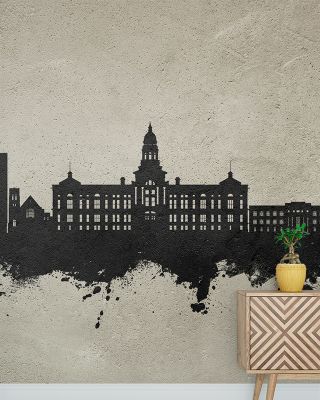 Cheyenne Wyoming Skyline Concrete Wallpaper - Modern Maps & Cities Design