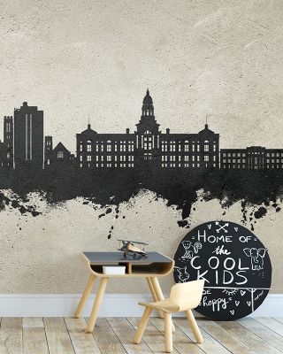 Cheyenne Wyoming Skyline Concrete Wallpaper - Modern Maps & Cities Design