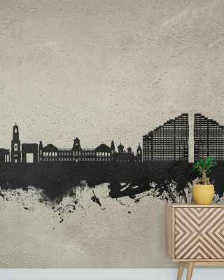 Chisinau Moldova Skyline Concrete Wallpaper - Modern Maps & Cities Design