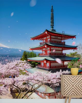 Chureito Pagoda Mountain View Nature Wallpaper - Scenic Landscape Design
