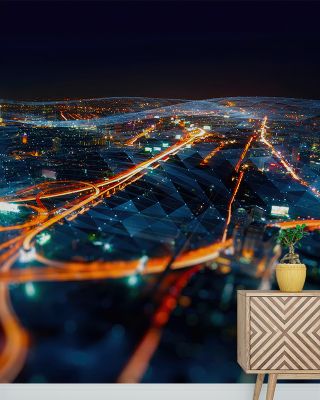 City Lights Full City View Wallpaper - Maps & Cities Design