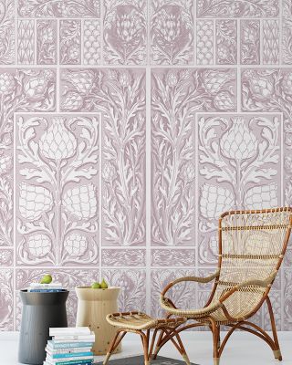 Clear Thistle Wall Red Floral Wallpaper - Elegant Flower Design