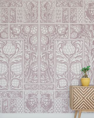Clear Thistle Wall Red Floral Wallpaper - Elegant Flower Design