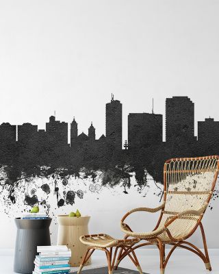 Corpus Christi Texas Skyline Black & White Wallpaper - Maps & Cities Design
