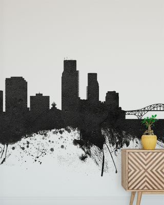 Corpus Christi Texas Skyline Black & White Wallpaper - Maps & Cities Design