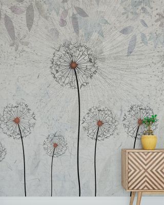 Dandelions Floral Wallpaper - Elegant Flower Design, Peel and Stick