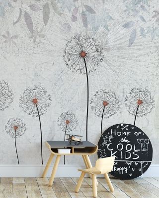 Dandelions Floral Wallpaper - Elegant Flower Design, Peel and Stick