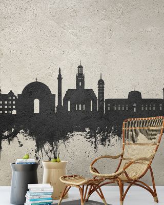 Darmstadt Skyline Concrete Urban Wallpaper