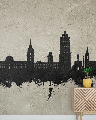 Darmstadt Skyline Concrete Urban Wallpaper