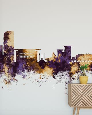 Darwin Australia Skyline Purple & Gold Cityscape Wallpaper