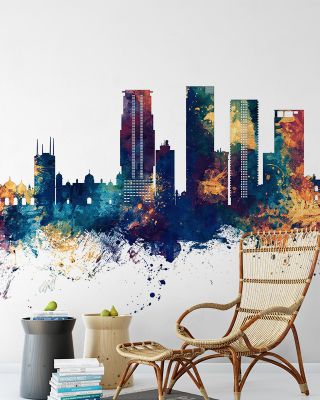Dhaka Bangladesh Skyline Blue & Bronze Cityscape Wallpaper