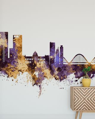 Dhaka Bangladesh Skyline Purple & Gold Cityscape Wallpaper