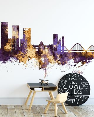 Dhaka Bangladesh Skyline Purple & Gold Cityscape Wallpaper