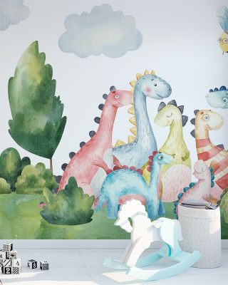 Playful Dinosaur Family Wallpaper