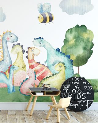 Playful Dinosaur Family Wallpaper