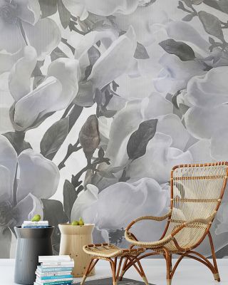 Elegant Dreaming of Magnolias Small Blue Wallpaper