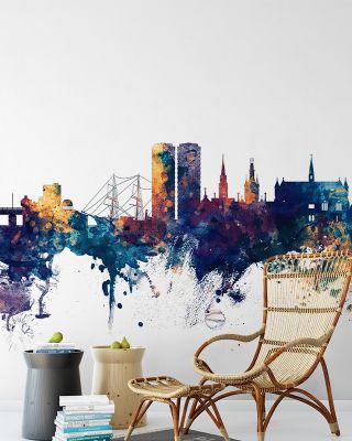 Dundee Scotland Skyline Blue & Bronze Cityscape Wallpaper