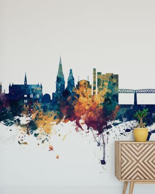 Dundee Scotland Skyline Blue & Bronze Cityscape Wallpaper